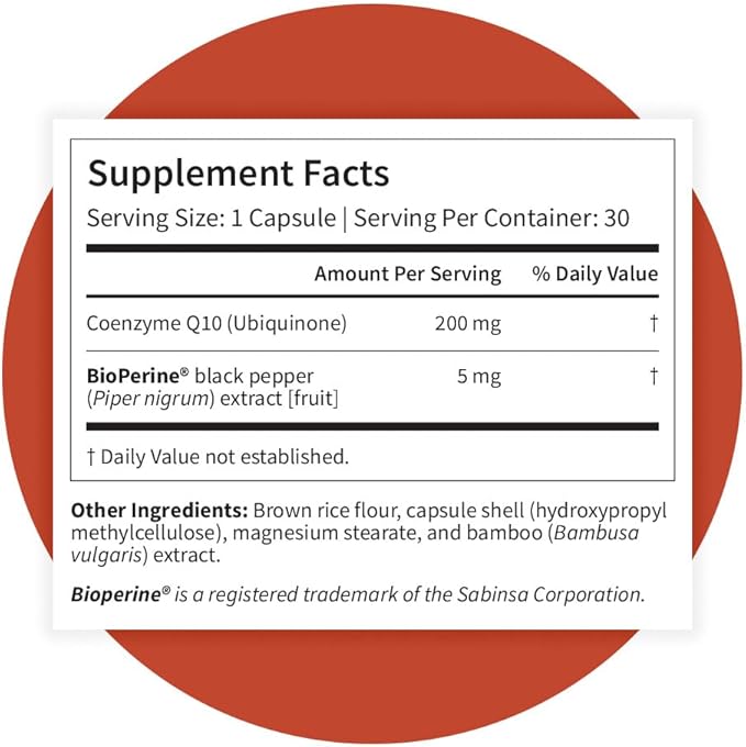 Pattern Wellness CoQ10 – 200mg Ubiquinone with BioPerine® Black Pepper Extract – Cellular Energy & Vitality Support – Non-GMO – 90 Vegan Capsules*