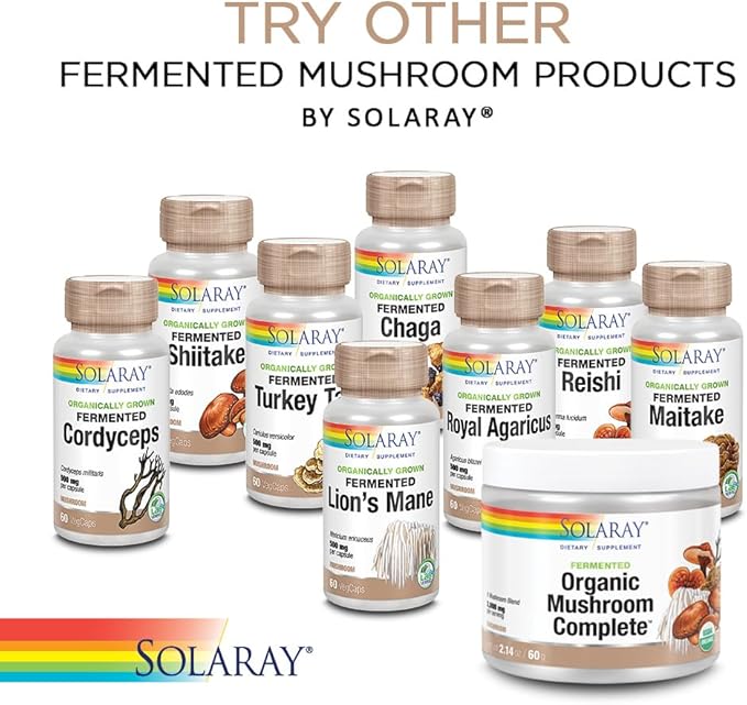 SOLARAY Maitake, Reishi, & Shiitake Mushroom Complex Capsules - Mushroom Supplement for Men & Women, 600 mg per Serving, Immune Health Support - 100 Veg Caps