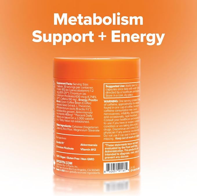 URO Metabolism + Probiotic Support Capsules – Metabolism, Gut Health & Sustained Energy – with Chromium Picolinate, Green Coffee Bean Extract & Targeted Probiotics – 60 Servings (Pack of 2)