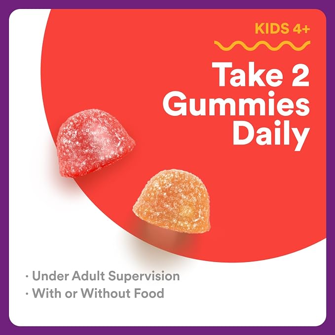 SmartyPants Kids Multivitamin & Immunity Gummies: Vitamins C, D, B6, B12, A, and Zinc for Immune Support, Biotin, Iodine, Gluten Free, Two Fruit Flavors, 60 Count (30 Day Supply)