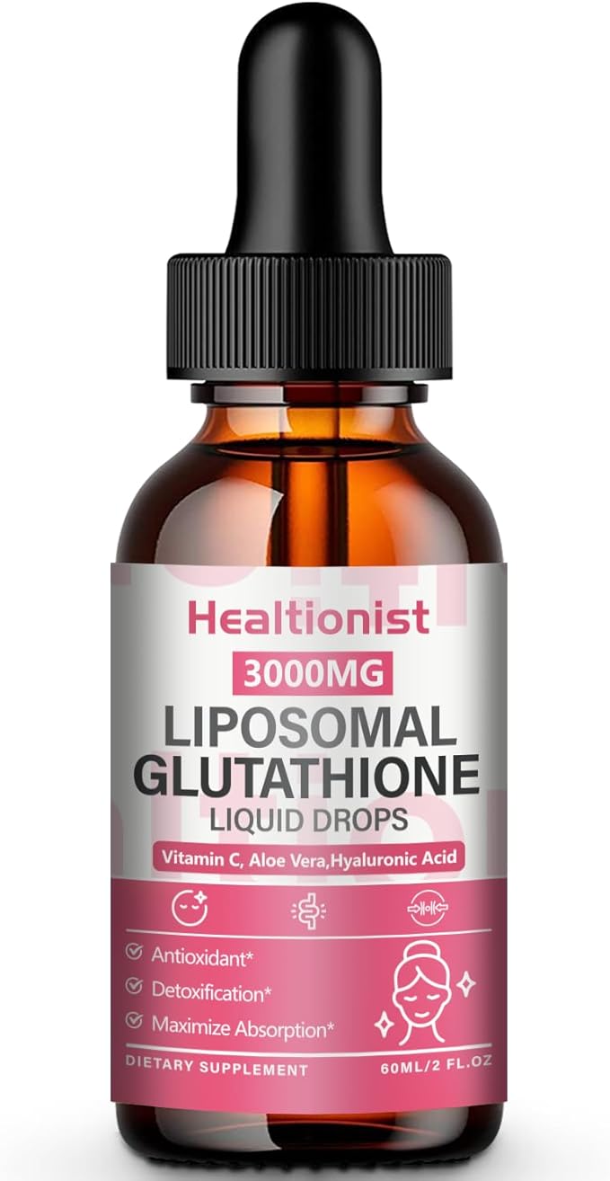 1 Pack 3000mg Liposomal Glutathione Liquid Drops with Vitamin C, 98% Absorption, Glutathione Liposomal Supplement, Powerful Antioxidant Complex for Immune System, Liver, 2 Fl Oz per Bottle