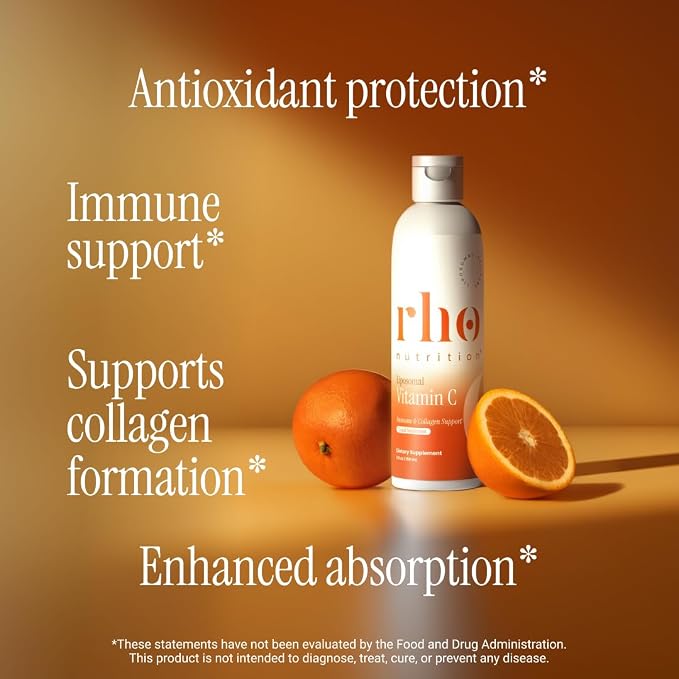 Rho Nutrition Liposomal Vitamin C – Ultra High Absorption Liquid Vitamin C Supplement - Supports Immune System, Collagen Production, and Overall Health for Men and Women
