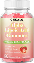 Alpha Lipoic Acid Gummies 1000Mg with Vitamin B1,B12&A,E,ALA Supplement,Provide Energy&Enhance Immunity,Liposomal Enhance Absorption,Sugar Free,Strawberry Flavor,60 Gummies