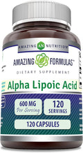 Amazing Formulas Alpha Lipoic Acid | 600 Mg Per Serving Supplement | Capsules | Non-GMO | Gluten Free | Made in USA (1 Pack | 120 Count)