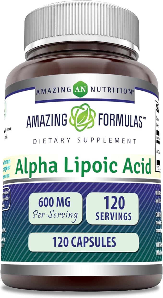 Amazing Formulas Alpha Lipoic Acid | 600 Mg Per Serving Supplement | Capsules | Non-GMO | Gluten Free | Made in USA (1 Pack | 120 Count)