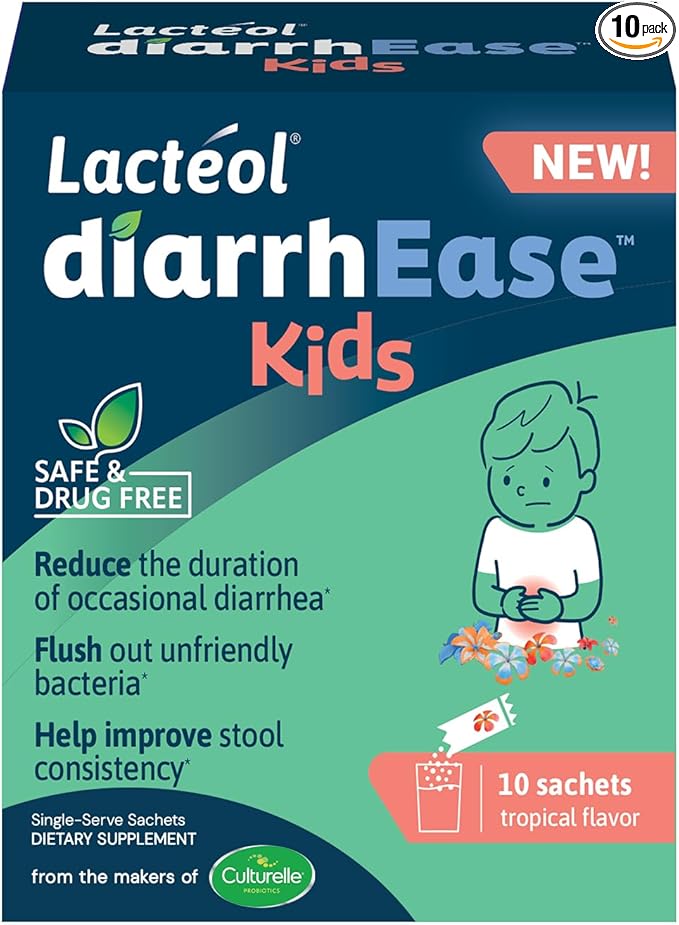 Lactéol diarrhEase Kids - a Safe, Drug Free and clinically Tested postbiotic Strain that Shortens the Duration of Occasional Diarrhea- Works Naturally with Your Child’s Body, 10 Count