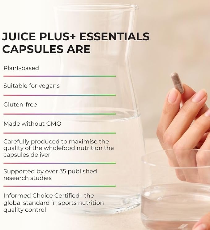 JuicePlus+ Fruit, Vegetable & Berry Blend: Nutrient-Packed Ingredients For Heart Health, Immune Function, Cognitive Performance, & Radiant Skin - Prepacked 3 bottles (60 servings of Fruit, Veg, Berry)