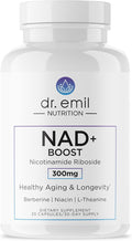 DR. EMIL NUTRITION NAD+ Boost - Nicotinamide Riboside Supplement for Longevity, Healthy Aging & Cellular Regeneration - NAD Supplement with with Berberine, L-Theanine & Niacin - 30-Day Supply