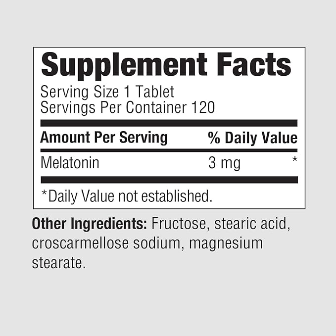 PureFormulas - Melatonin 3 mg - Supports Circadian Rhythms, Restful Sleep, and Relaxation - Pure Melatonin 300 mcg Antioxidant Soy-Free, Dairy-Free - 120 Tablets