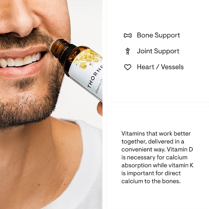 THORNE - Super EPA (90 Gelcaps) & Vitamin D + K2 (1 Oz) Bundle - Supports Bone Health, Muscle Structure & Joint Health - Gluten, Dairy & Soy-Free
