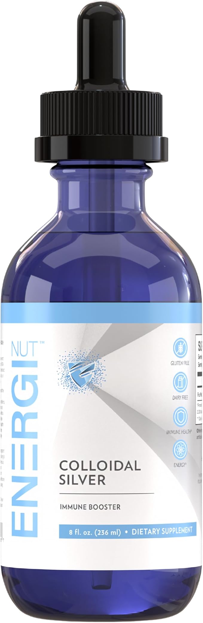 ENERGI Colloidal Silver Liquid, Immune Support Supplement, Immunity System Supplement for Adults and Kids, Colloidal Silver Drops or Spray, 8 Fl Oz Bottle