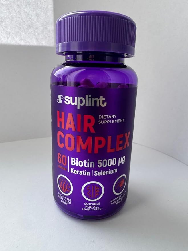 Hair Vitamin Complex with Biotin 5000mcg, Keratin, Selen, Zink | Hair Growth Supplement with Vitamin A, C, D, E, B12 | Hair, Skin & Nail Support Supplement for Women & Men | 60 Capsules