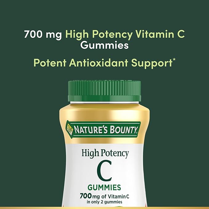Nature's Bounty Vitamin C Gummies 700mg, High Potency Vitamin C Chewable Gummies for Adults, Immune Support Supplement, Dietary Supplement, Orange Flavor, 60 Ct (Pack of 3)