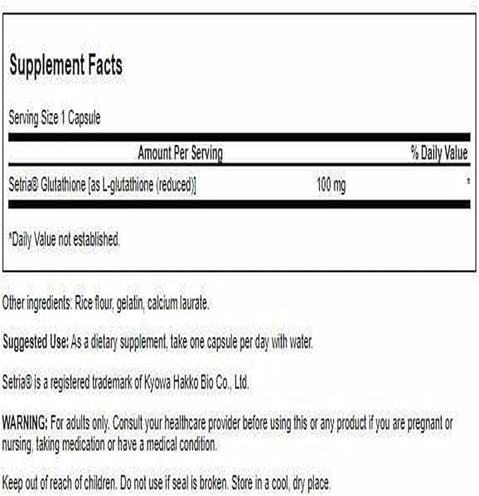Swanson Amino Acid L-Glutathione 100 Milligrams 100 Capsules
