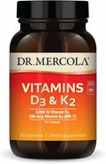 Dr. Mercola Vitamins D3 & K2 - Supports Immune, Brain, Cardiovascular, Respiratory & Bone Health - GMO-Free, Gluten-Free & Soy-Free - 90 Capsules (90 Servings)