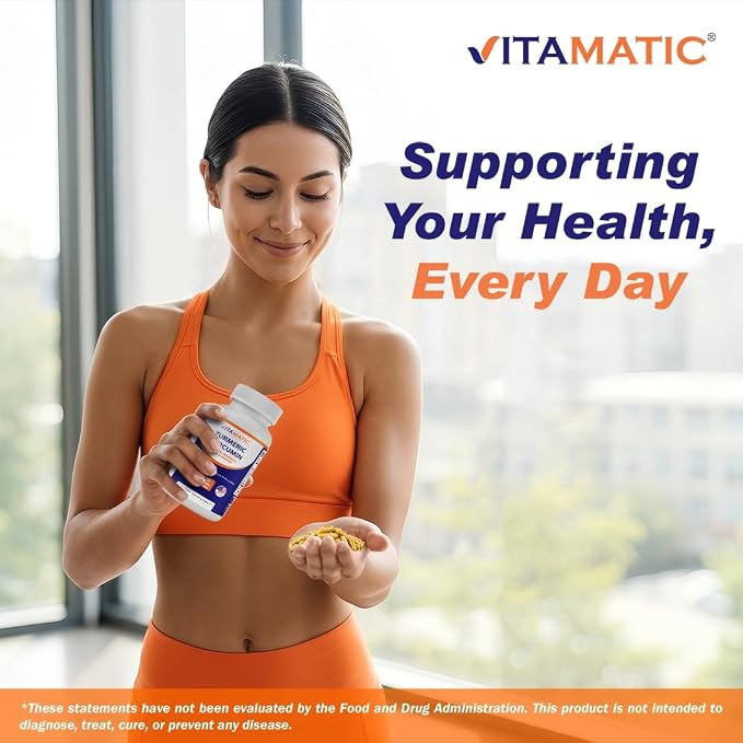 Vitamatic Turmeric Curcumin 10:1 Extract 290 mg – Plant-Based Botanical Extract with Black Pepper 5mg, Ginger 50mg & Moringa 500 mg – Vegetarian, Non-GMO, Gluten-Free – 120 Capsules