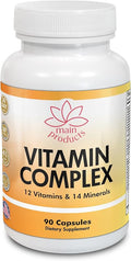 Vitamin Complex Multivitamins and Multiminerals - 12 Vitamins and 14 Minerals, Vitamin A C D3 E B1 B2 B3 B5 B6 B9 B12 H and Minerals - 90 capsules 41 Active Ingredients, Micronized for max absorption.