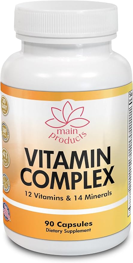 Vitamin Complex Multivitamins and Multiminerals - 12 Vitamins and 14 Minerals, Vitamin A C D3 E B1 B2 B3 B5 B6 B9 B12 H and Minerals - 90 capsules 41 Active Ingredients, Micronized for max absorption.