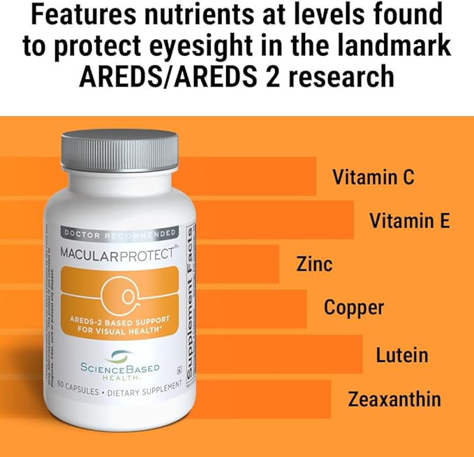 ScienceBased Health MacularProtect AREDS 2 Formula – Eye Health Vitamin & Mineral Supplement with Lutein, Zeaxanthin & B Vitamins for Macular & Vision Support – 60 Capsules