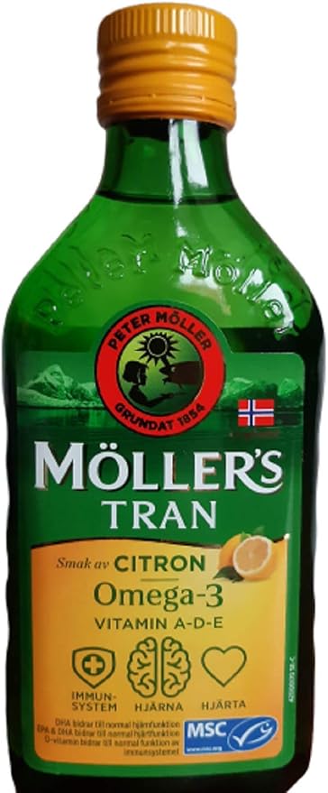 Möllers Tran Cod Liver Oil 250 ml/ 8.45 fl oz | Citron Flavor | Omega-3 | Fish Liver Oil