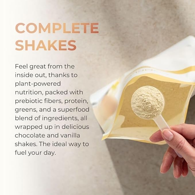 Complete by JuicePlus+ Single Serve French Vanilla Shakes - Plant-Based Nutrition - Whole Food Based Shake Powder with Protein, Fiber & Prebiotics - 30 Servings (2 Pouches, 30 Servings)