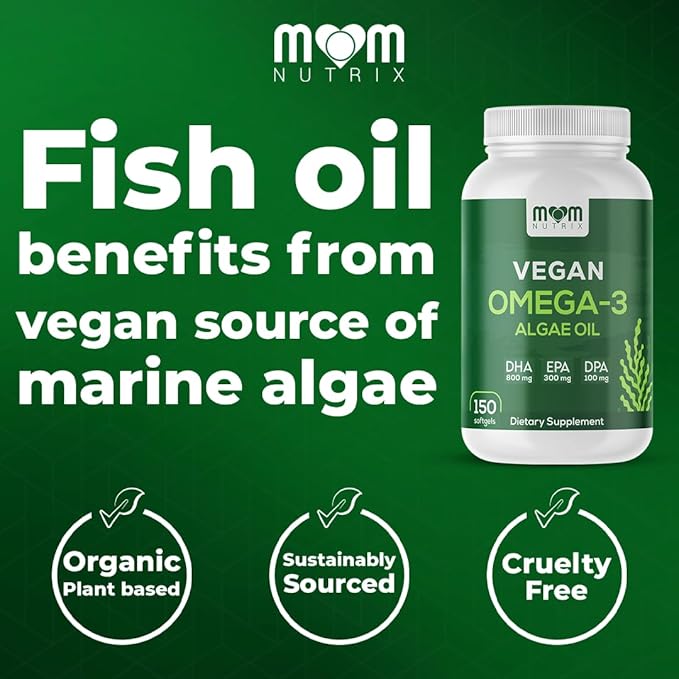 Fish Oil Alternative - Vegan Omega 3 Supplement Algae Oil DHA, EPA, DPA - Plant Based Omega 3 Fatty - Organic & Non-GMO - 150 Softgels