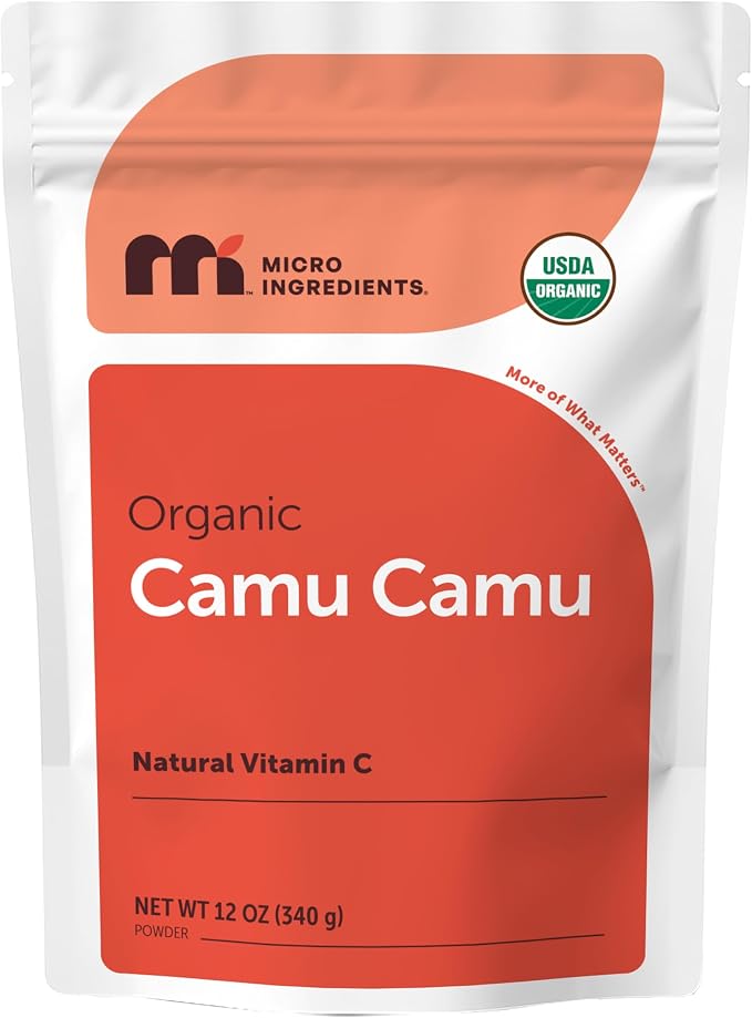 Micro Ingredients Organic Camu Camu Powder, 12 oz | Freshly Harvested Berry Source | Source of Naturally Occurring Vitamin C | Non-GMO, Vegan Friendly