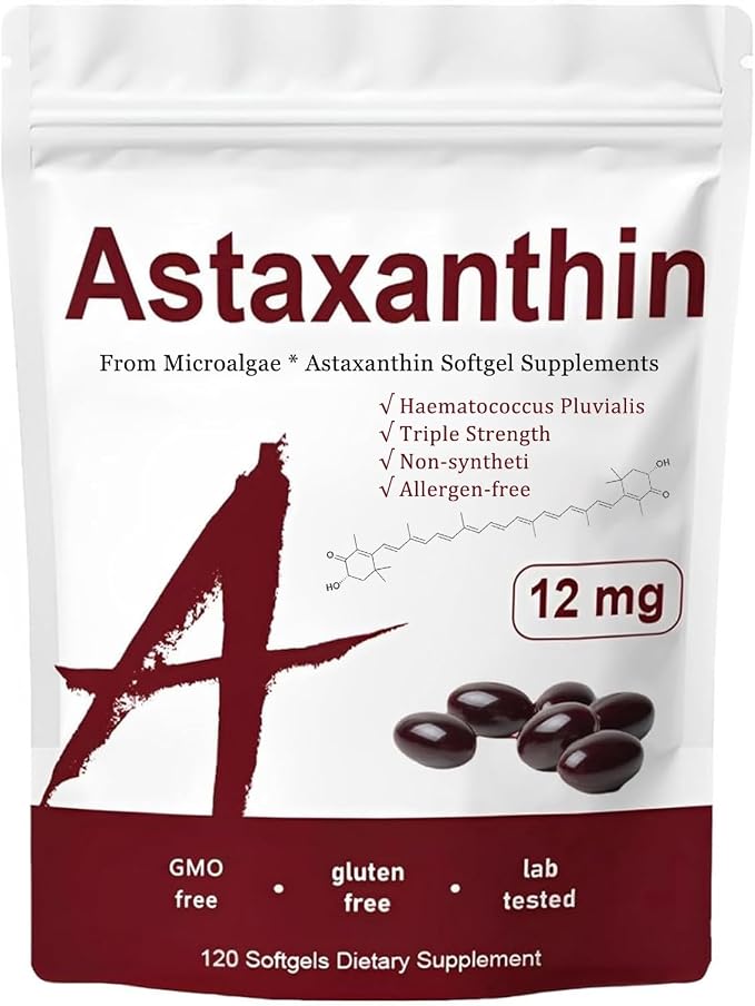 Astaxanthin 12mg, Triple Strength Skin Vitamins for Women with Antioxidant Activity,Supports Immune, Skin, Eye & Joint Health,Promote Internal Circulation,Chocolate Flavor,120 Servings