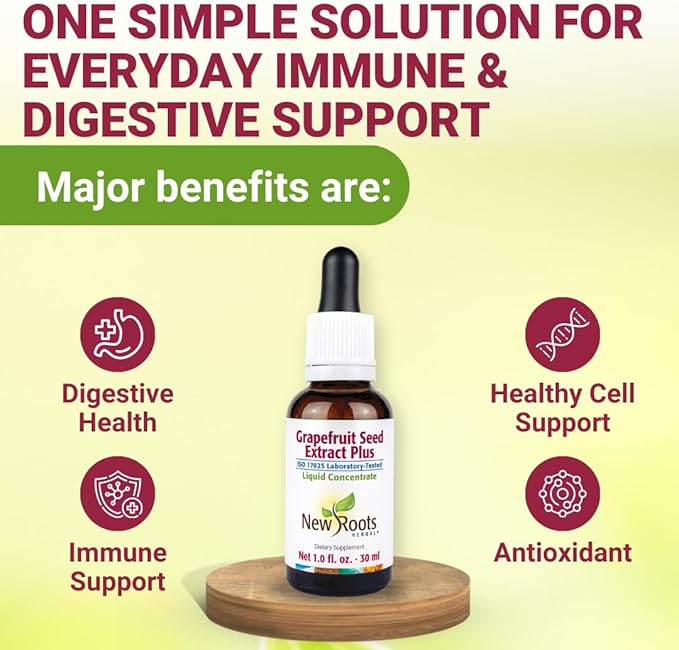 NEW ROOTS HERBAL Grapefruit Seed Extract Drops 30 ml (1 Fl OZ) + Vitamin C | Super Concentrated Grapefruit Seed Extract Liquid Tincture | Gluten Free, Non-GMO