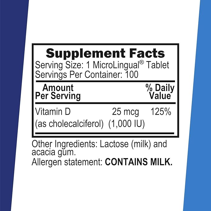 Superior Source Vitamin D3 1000 IU, Quick Dissolve MicroLingual Tablets, 100 Count, Helps Promote Strong Bones and Teeth, Immune Support, Helps Maintain Healthy Muscle Function, Non-GMO, Pack of 2