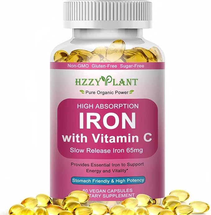 Iron Supplement for Women - High Absorption Iron Supplement with Vitamins C for Iron Level & Energy Support - Stomach Friendly Iron Softgels - Vegan | Non-GMO | Gluten Free | 60 Days Supply