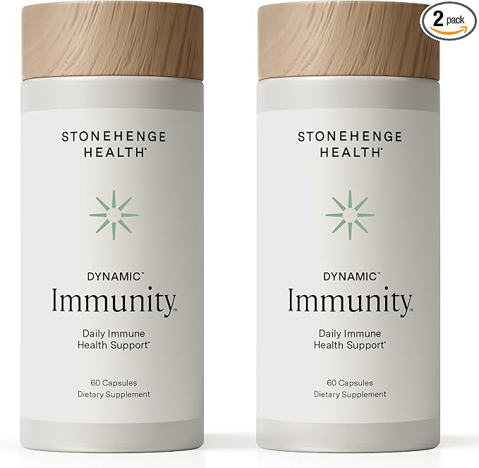 Stonehenge Health Dynamic Immunity Daily Supplement 10-in-1 Immune Boosters Zinc, Elderberry, Echinacea, Vitamin C & Probiotic L. Acidophilus – Supports Immune System 60 Capsules (2 Pack)