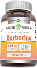 Amazing Formulas Berberine 1000mg Per Serving 250 Capsules Supplement | Non GMO | Gluten Free | Made in USA- Proudly Made in the USA with Guaranteed Purity & Potency