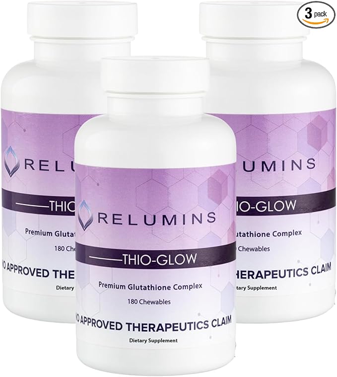 Relumins Labs Thio-Glow Chewable Sublingual Glutathione Complex with Biotin, VIT C & E, Plus Grapeseed Polyphenols – 330mg Gluta Per Serving – 4X More Effective, Spring Glow Essential x 3 Bots