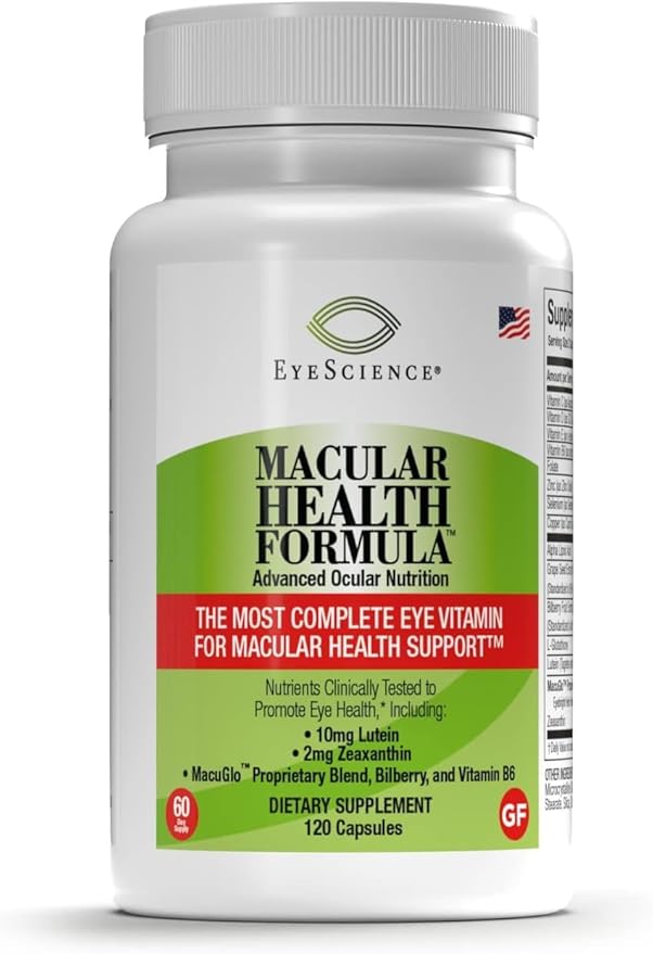 EyeScience – Macular Health Formula – 120 Capsules – Complete Nutritional Supplement for Eye Health - Contains Lutein, Zeaxanthin, Vitamin C, D, E & B6-2-Pack