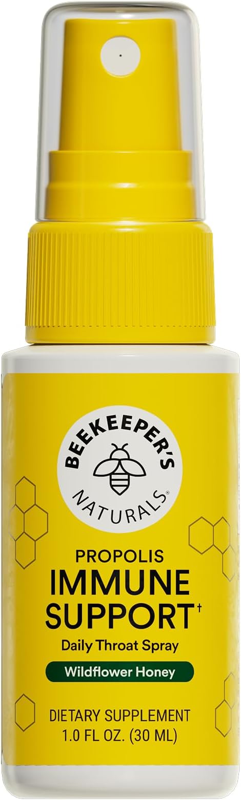 Propolis Throat Spray by Beekeeper's Naturals - 95% Bee Propolis Extract, Natural Immune Support & Sore Throat Relief - Antioxidants, Keto, Paleo, Gluten-Free (1.0 oz)(Pack of 1)