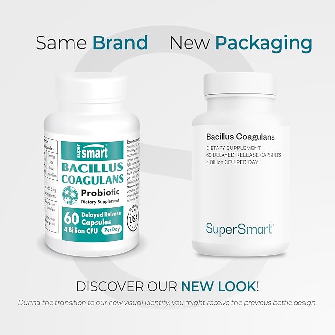 Supersmart Bacillus Coagulans Probiotic 4 Billion CFU per Day (High Absorption) - Lactobacillus Sporogenes Supplement | Non-GMO & Gluten Free - 60 Delayed Release Capsules