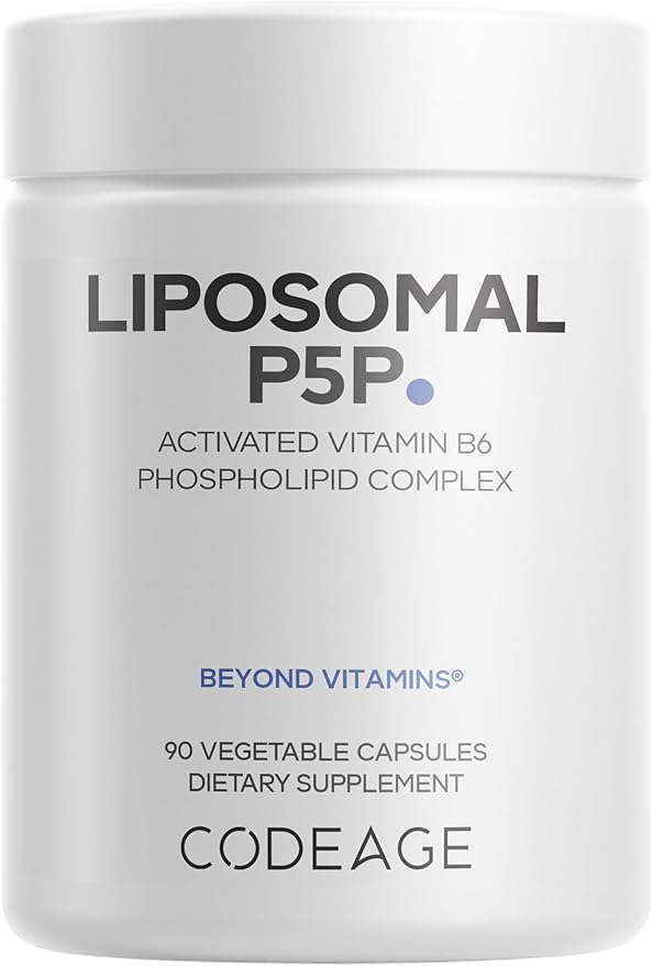 Codeage Liposomal P5P Supplement – Vitamin B6 as Pyridoxal-5'– Phosphate – Liposomal Delivery – Active B6 Form – 3-Month Supply – 1 Capsule Daily – Non-GMO – 90 Capsules