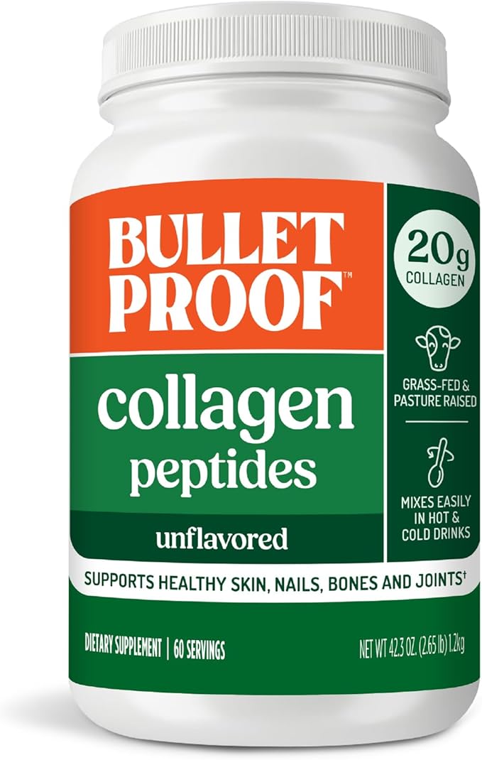 Bulletproof Unflavored Collagen Peptides Powder, 42.3 Ounces, Grass-Fed Collagen Protein and Amino Acids for Skin, Bones and Joints