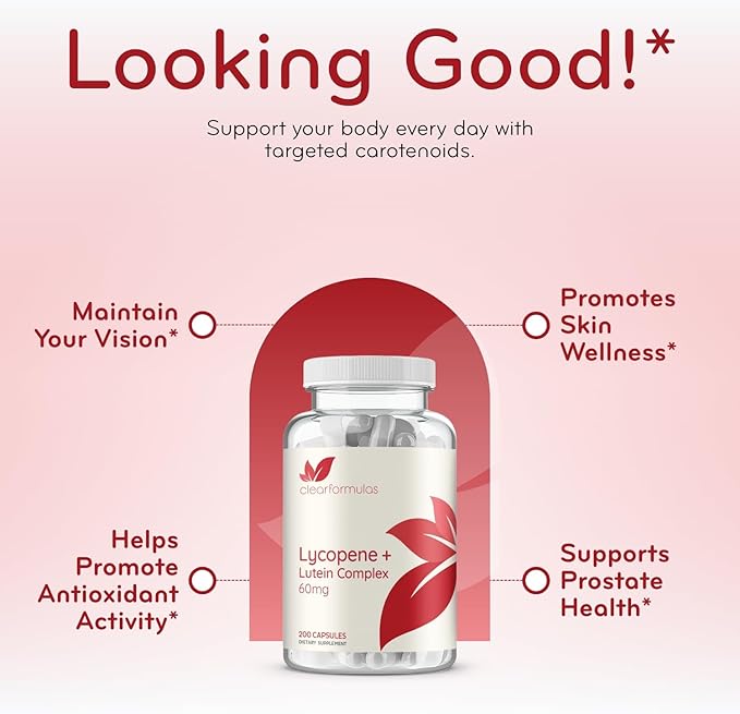 Lutein & Lycopene Carotenoids Supplement - High Absorption Lutein and Lycopene Supplements for Men & Women for Antioxidant Skin and Eye Health Support - Formulated in American cGMP Lab (200 Capsules)