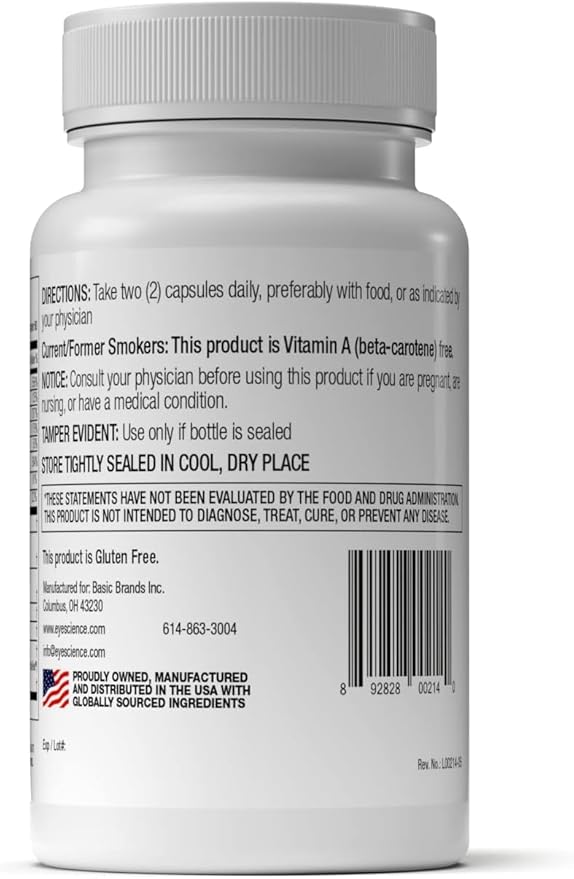 EyeScience – Macular Health Formula – 120 Capsules – Complete Nutritional Supplement for Eye Health - Contains Lutein, Zeaxanthin, Vitamin C, D, E & B6-2-Pack