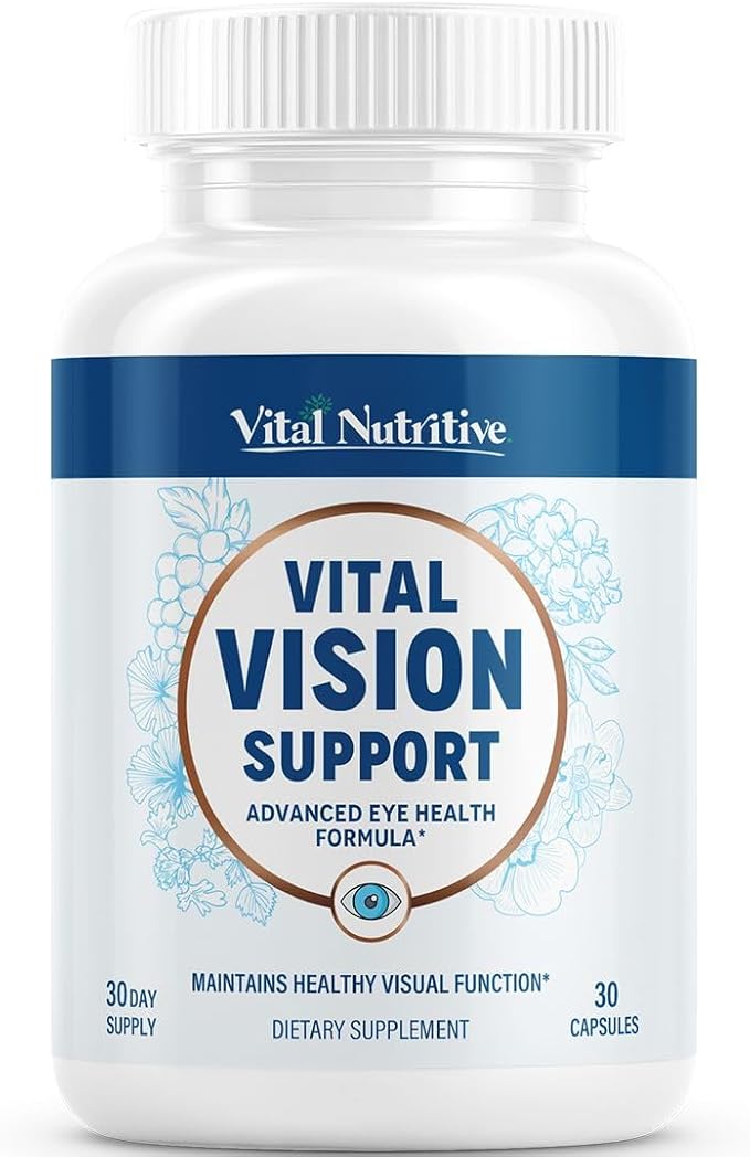 Vital Vision Support – Eye Health Supplement with Vitamin A, Lutein, Beta Carotene & Antioxidants – Eye Vitamins Support Hydration & Oxidative Stress -30 Days Serving