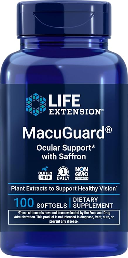Life Extension MacuGuard Ocular Support with Saffron, 100 softgels