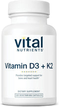 Vital Nutrients Vitamin D3 + K2 | 2000 IU | Vitamin D3 K2 Supplement | Vitamin D Complex for Healthy Calcium Levels, Muscle & Bone Health | Gluten, Dairy, Soy Free | 120 Capsules