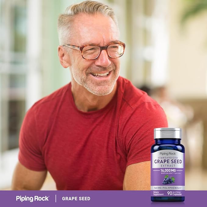 Piping Rock Grape Seed Extract Capsules | 90 Pills | Vitis Vinifera Supplement | Non-GMO, Gluten Free