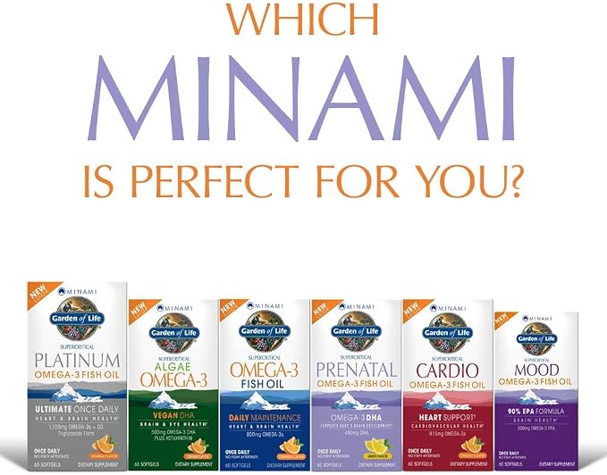 Garden of Life Prenatal DHA Omega 3 Fish Oil Supplement - Minami Natural Prenatal,Lemon,60 Softgels,(Pack of 2)