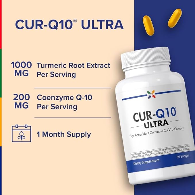 Stop Aging Now - Curcumin CoQ10 Complex - with Turmeric Root Extract - Antioxidant & Cardiovascular Support - 60 Softgels