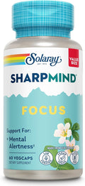 SOLARAY SharpMind Focus, Mental Alertness Nootropic Supplement for Healthy Brain Fog, Cognizin Citicoline, Lions Mane Mushroom, Bacopa Monnieri, 60 Day Money Guarantee, 60 Serv 60 Veg Caps