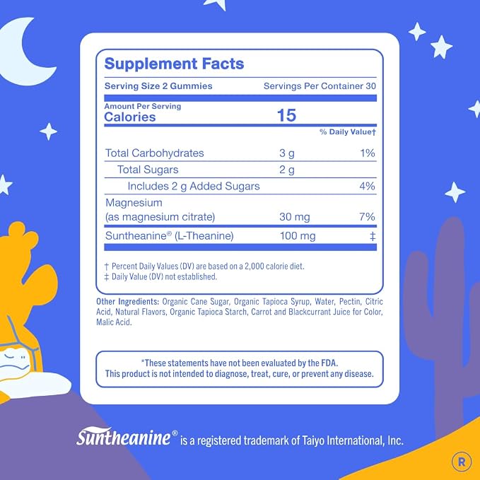 FIRST DAY Kids Magnesium Citrate Gummies (Ages 4+) with No Melatonin | Calm Kids Magnesium Gummies | Bedtime Supplement for Better Sleep with Suntheanine® L-Theanine | Strawberry | 30-Days Supply