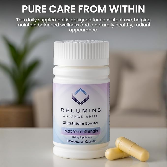 Relumins Advanced Glutathione Booster - Max Strength - Halal Certified - Supports Healthy Skin and Good Antioxidant Levels for Overall Wellness - 30 Vegetarian Capsules x 3 Bottles